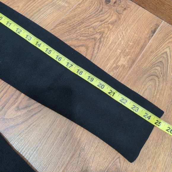 Eileen Fisher Petite Silk Knit Long Sweater Jacket Size PM Black Leather Trim - Picture 14 of 14